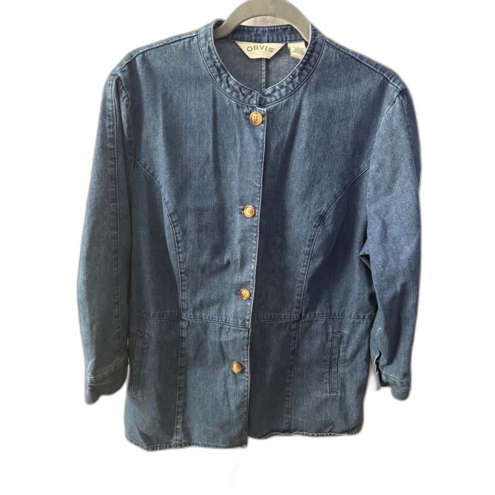 Vintage Orvis Women’s Denim Jacket Large Blue 100% Cotton